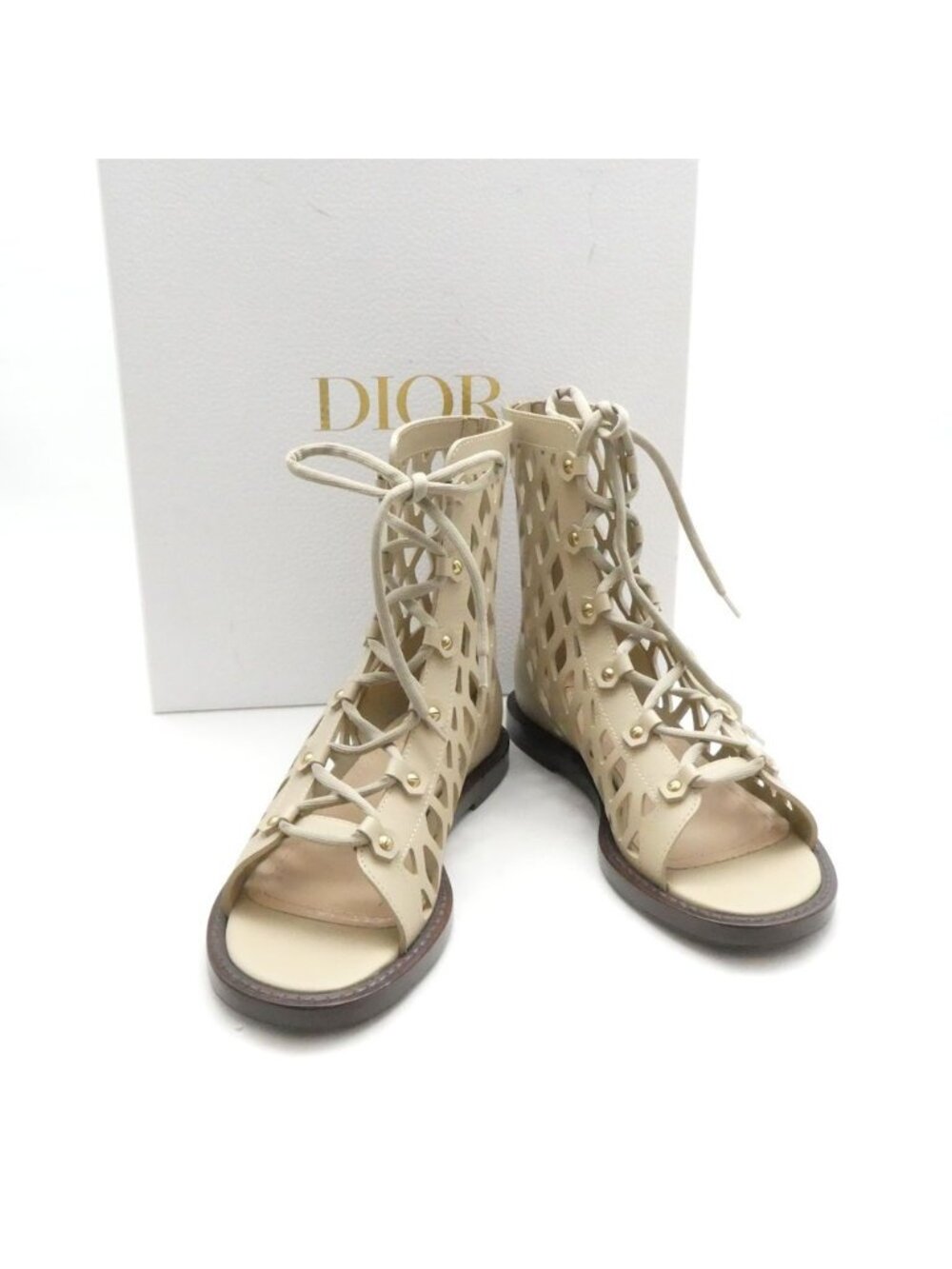 Dior D-trap Lace-up Boots Sandals Mesh Open